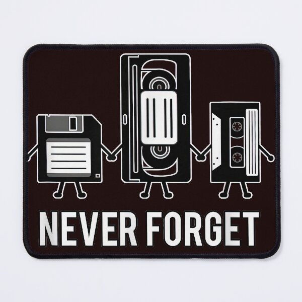 Item preview, Never Forget Retro Tech Shirt – Vintage VHS Cassette Floppy Nostalgia Design designed and sold by 3liegy.