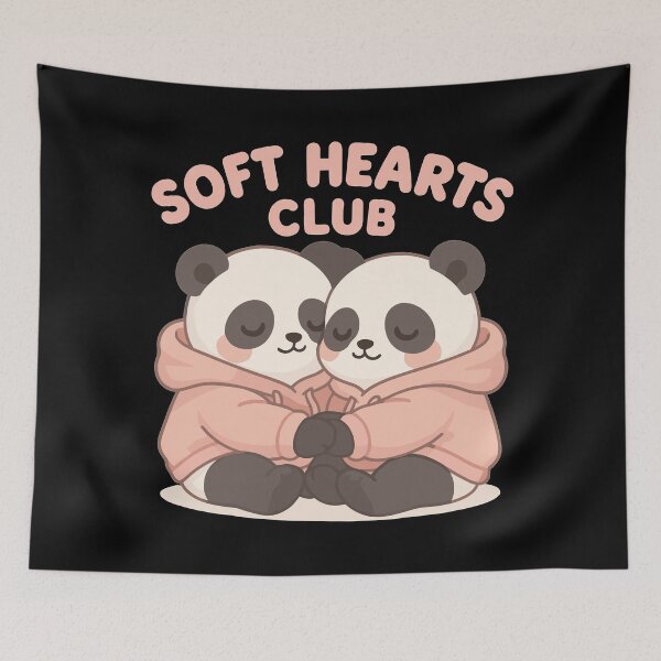Item preview, Cute pandas in hoodies – Soft Hearts Club Art designed and sold by Pineapple-Tree.