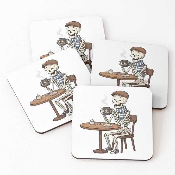 Item preview, Skeleton Drinking Coffee - Funny Vintage Art designed and sold by SlawOnly.