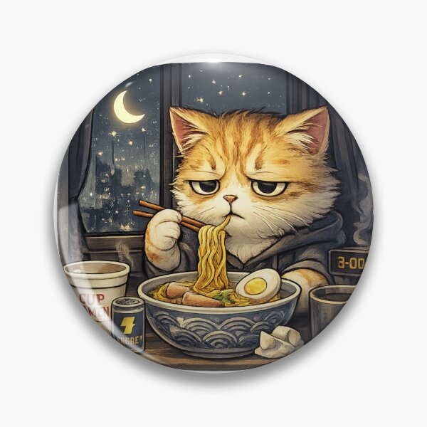 Item preview, Sleepy Cat Eating Ramen at 3AM designed and sold by Hoffmann-Shop.