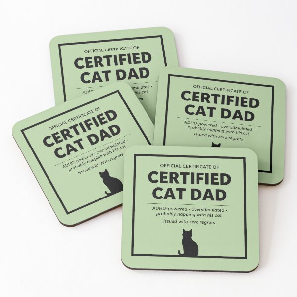 Item preview, Certified Cat Dad ADHD Powered Funny Neurodivergent Cat Father Gift Cat Lover Men designed and sold by GrafTeesLab.
