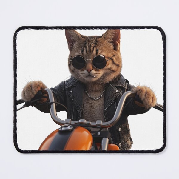 Item preview, Cool Biker Cat on Motorcycle - Rockstar Kitty Biker Attitude Art designed and sold by Timastorart.