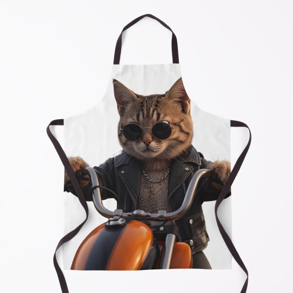 Item preview, Cool Biker Cat on Motorcycle - Rockstar Kitty Biker Attitude Art designed and sold by Timastorart.