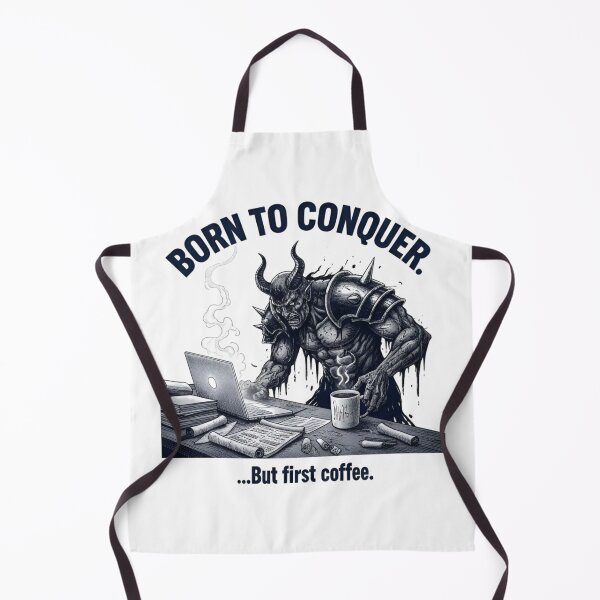 Item preview, Born to Conquer — Demon Office Humor Coffee Meme Illustration designed and sold by Good Vibes .