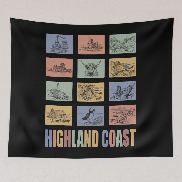 Item preview, Highland Coast Landmarks Art - Scottish Coast Road Trip designed and sold by Loom on the Loch.