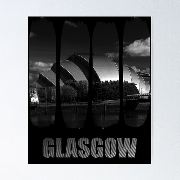 Item preview, Glasgow Armadillo Architecture - B&W Scottish Cityscape designed and sold by Loom on the Loch.