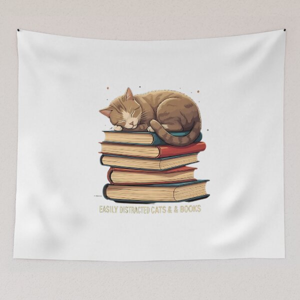 Item preview, Easily Distracted By Cats Books Cozy Scene designed and sold by chattsuede.