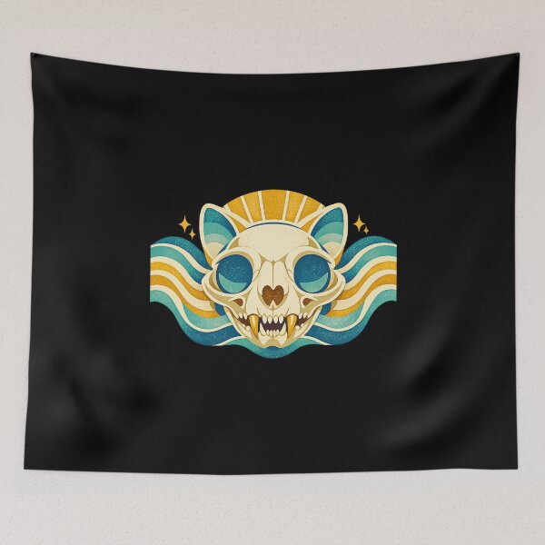 Item preview, Cat Skull – Retro Waves designed and sold by LuveraxArt.
