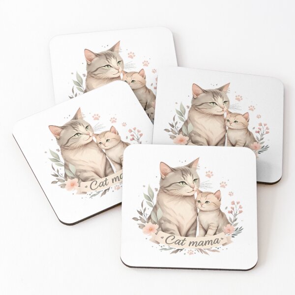 Item preview, Cute Cat Mama Illustration with Adorable Kitten designed and sold by chattsuede.