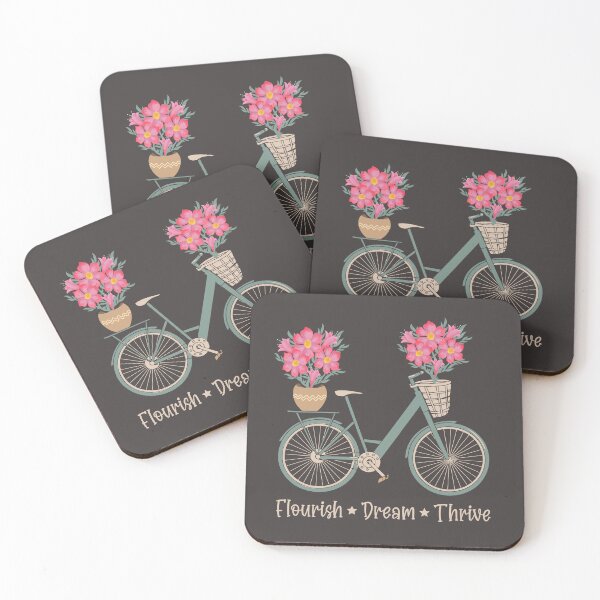 Item preview, Flourish Dream Thrive Floral Bicycle Design designed and sold by ZentifyPrints.