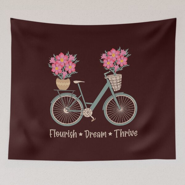 Item preview, Flourish Dream Thrive Floral Bicycle Design designed and sold by ZentifyPrints.