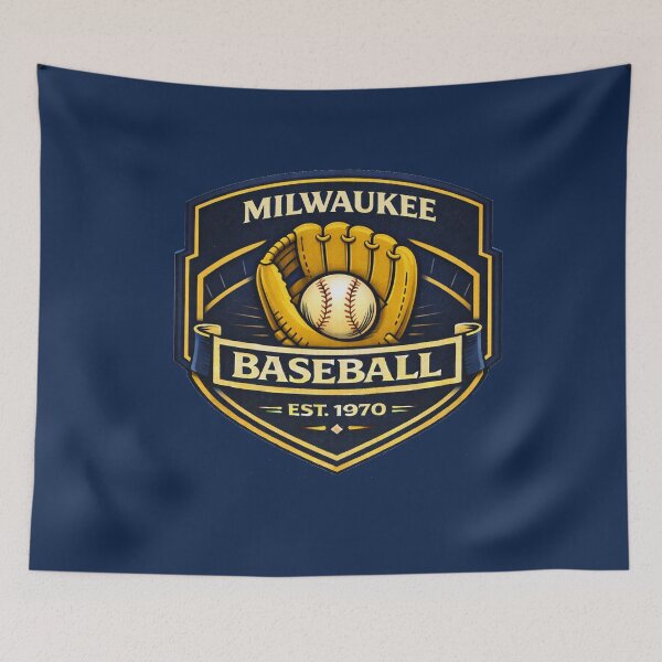Item preview, Milwaukee Baseball Vintage Badge Shirt Navy Gold Retro Brew City Design designed and sold by GhostDawgs.