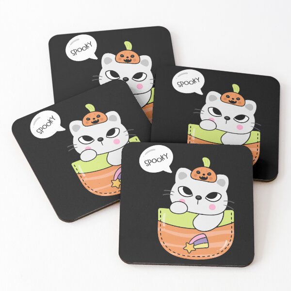 Item preview, Halloween cat in pocket with pumpkin kawaii animal designed and sold by Faissal Thomass.