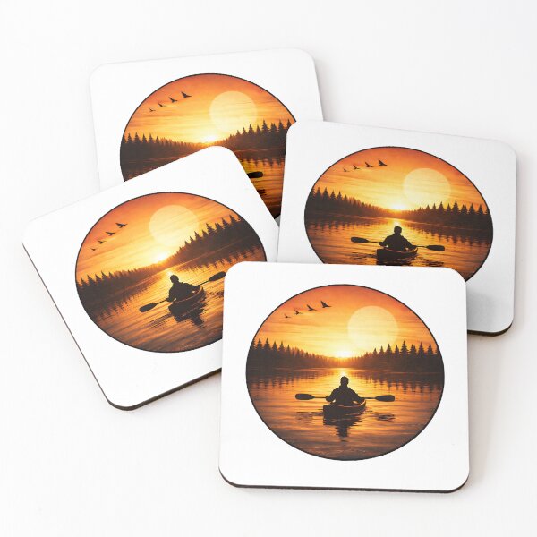 Item preview, Sunset Kayak Silhouette Lake Art – Peaceful Nature Canoe Scene, Golden Hour Forest Landscape, Calm Outdoor Adventure Design designed and sold by Digital Culture Studio.