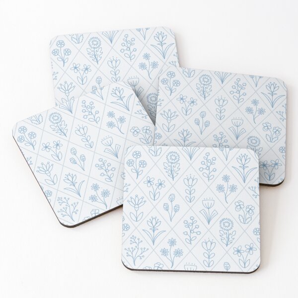 Item preview, Blue Floral Hand Drawn Aesthetic Diamond Pattern designed and sold by winterpumpkin.