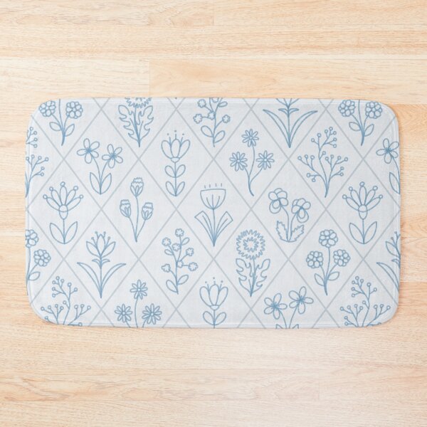 Item preview, Blue Floral Hand Drawn Aesthetic Diamond Pattern designed and sold by winterpumpkin.