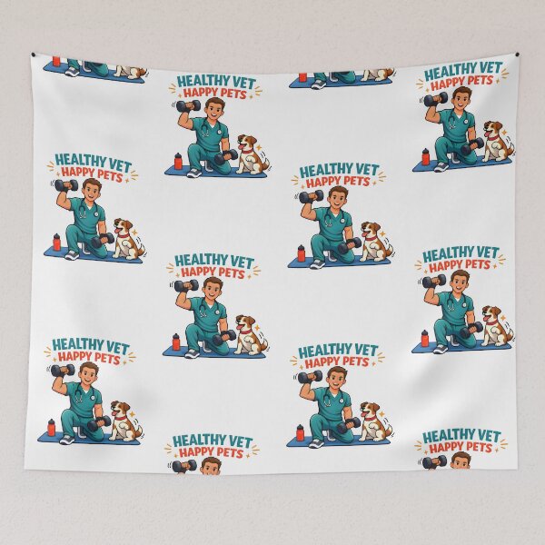 Item preview, Healthy Vet Happy Pets Workout Shirt | Veterinary Fitness Lifestyle Collection Design designed and sold by Bettybee00.