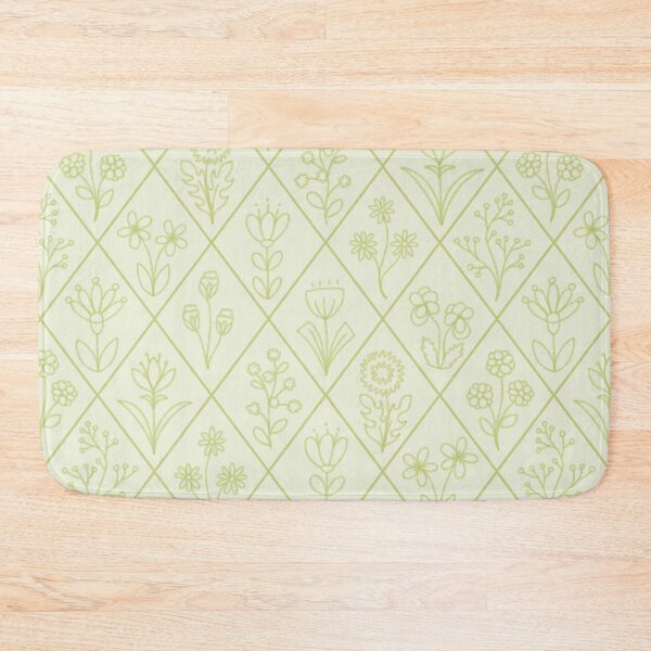 Item preview, Green Floral Hand Drawn Aesthetic Diamond Pattern designed and sold by winterpumpkin.