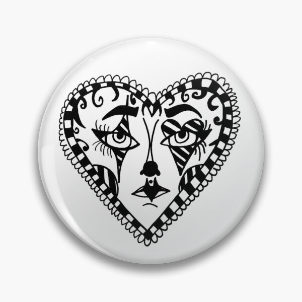Item preview, Greyscale Tattoo Flash Carnival Circus Clown Heart Face designed and sold by KayTurtless.