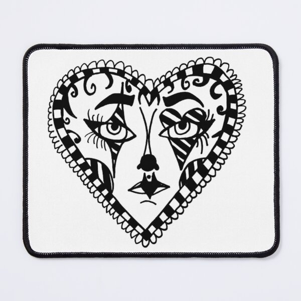 Item preview, Greyscale Tattoo Flash Carnival Circus Clown Heart Face designed and sold by KayTurtless.