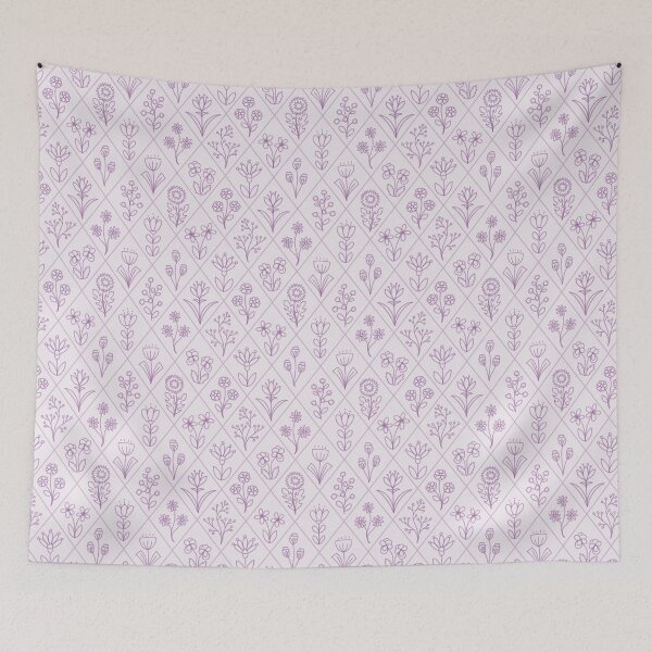 Item preview, Purple Floral Hand Drawn Aesthetic Diamond Pattern designed and sold by winterpumpkin.
