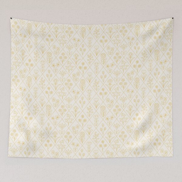 Item preview, Yellow Floral Hand Drawn Aesthetic Diamond Pattern designed and sold by winterpumpkin.