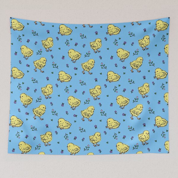 Item preview, Cute Baby Chick Pattern, Easter Spring Design, Farm Animal Illustration, Cottagecore Kids Aesthetic, Yellow Chick Print designed and sold by Pharmkitty.