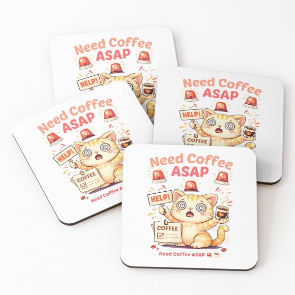 Item preview, Need Coffee ASAP ? | Funny Overwhelmed Cat | Caffeine Emergency Mode designed and sold by Kawaii Cosmos Cats.