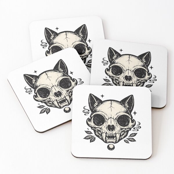 Item preview, Cat Skull – Dark Engraved designed and sold by LuveraxArt.