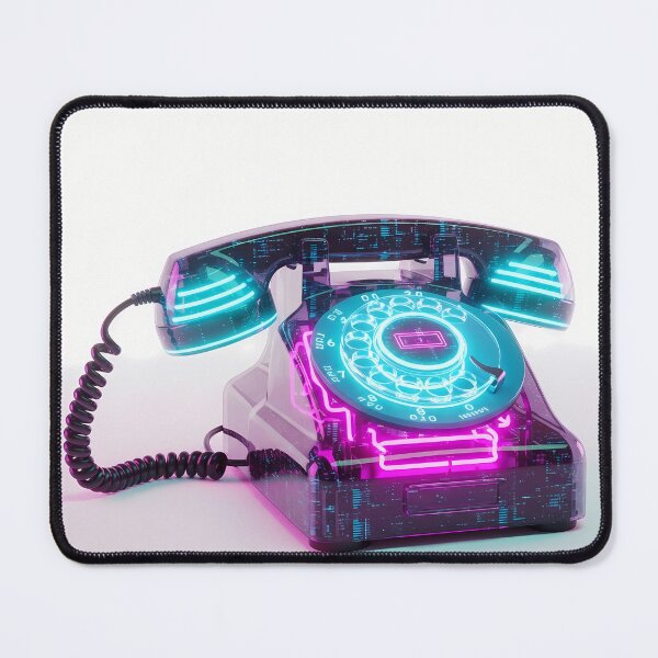 Item preview, Transparent Neon Rotary Phone - Retro Tech Cyberpunk Aesthetic designed and sold by powersunlight.