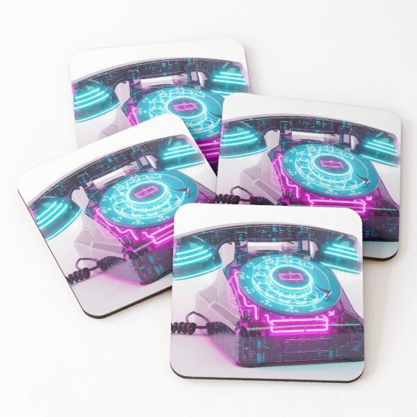 Item preview, Transparent Neon Rotary Phone - Retro Tech Cyberpunk Aesthetic designed and sold by powersunlight.