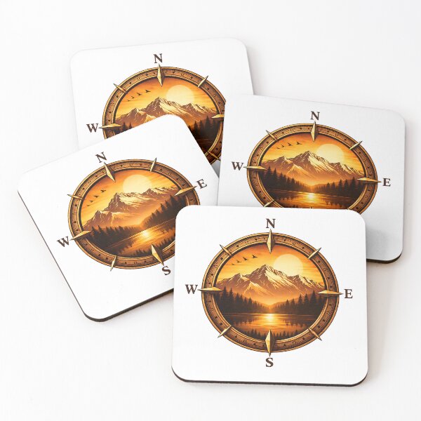Item preview, Mountain Compass Sunset Design – Adventure Navigation Landscape, Hiking Explorer Badge, Wilderness Lake Forest Art designed and sold by Digital Culture Studio.