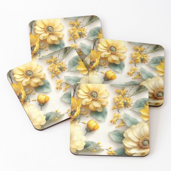 Item preview, Golden Saffron Bloom Sunny Botanical Meadow Pattern designed and sold by Nine Lives Studio.