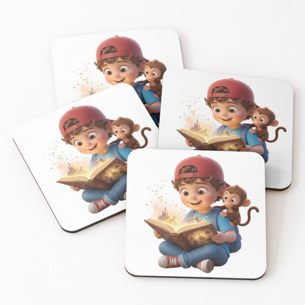 Item preview, Magical Storytime Book - Cute 3D Boy and Monkey Reading designed and sold by FarisFunStore.