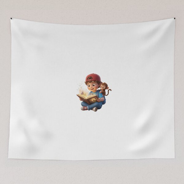 Item preview, Magical Storytime Book - Cute 3D Boy and Monkey Reading designed and sold by FarisFunStore.