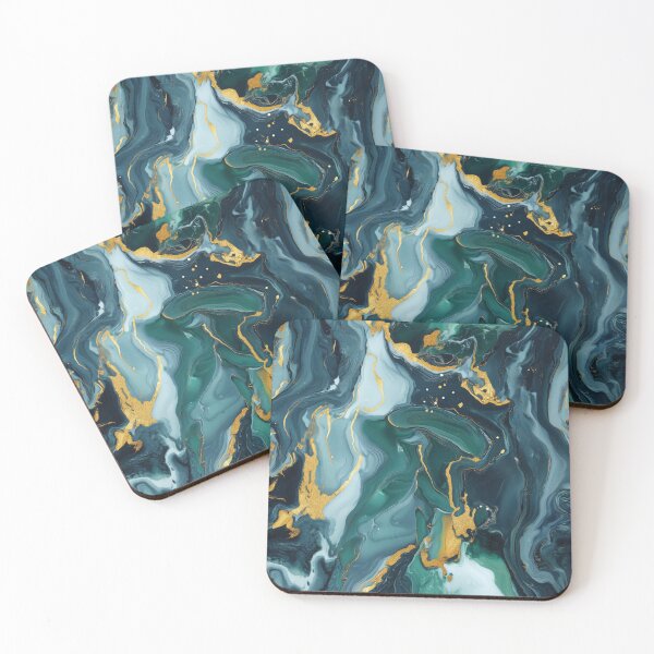Item preview, Teal Gold Marble Abstract Fluid Art Design designed and sold by Wayfound.