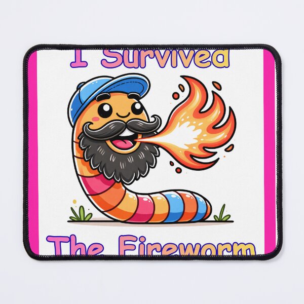 Item preview, I Survived the Fireworm Funny Fire Breathing Worm-Pink designed and sold by BeardedFireworm.