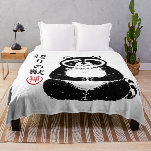 Item preview, Raccoon Yoga Trash Panda Mindfulness Spiritual Animal Woodblock Ink designed and sold by gunaone-design.