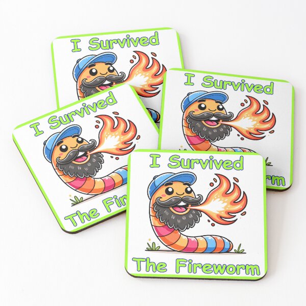 Item preview, I Survived the Fireworm Funny Fire Breathing Worm-Neon Green designed and sold by BeardedFireworm.