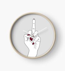 Hand showing the middle finger Clock