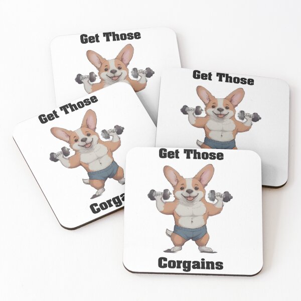 Item preview, Get Those Corgains - Corgi Lifting Weights designed and sold by Mia's Menagerie.