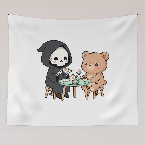 Item preview, Kawaii Grim Reaper and Teddy Bear Tea Party designed and sold by k3rstman1.