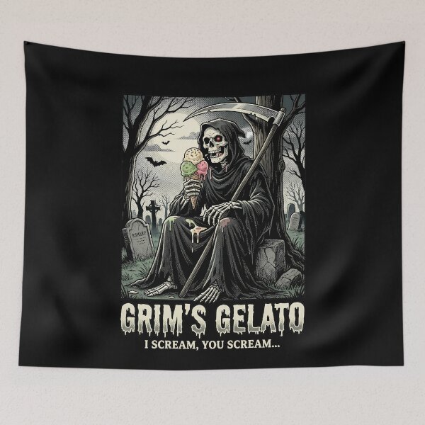 Item preview, Grims Gelato Funny Grim Reaper Ice Cream Halloween designed and sold by k3rstman1.