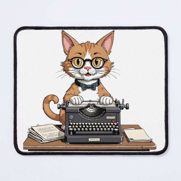 Item preview, Cartoon cat with a typewriter designed and sold by Mia's Menagerie.