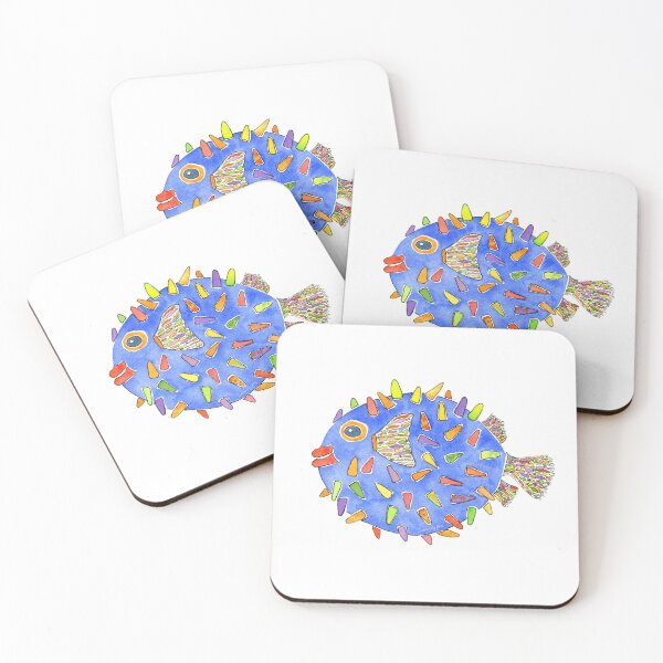 Item preview, Blue Pufferfish Watercolor Design designed and sold by AlinaArt&Design.