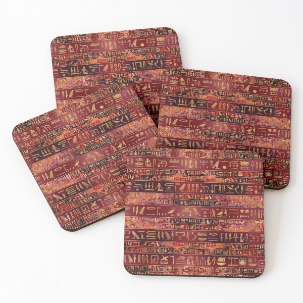 Item preview, Egyptian hieroglyphs gold on red painted texture designed and sold by Nartissima.