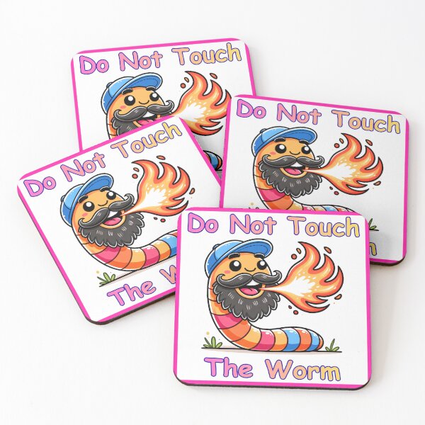 Item preview, Do Not Touch the Worm Funny Fire Breathing Worm-Pink designed and sold by BeardedFireworm.