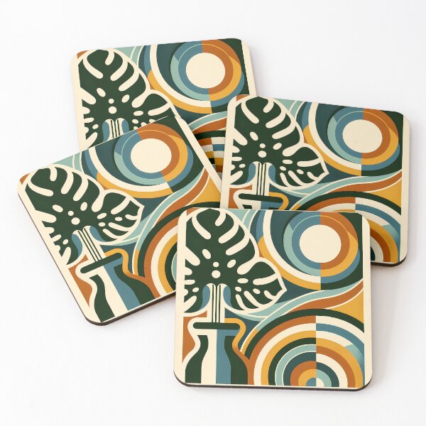 Item preview, Abstract Monstera Vase with Geometric Arches designed and sold by InkSmithery.