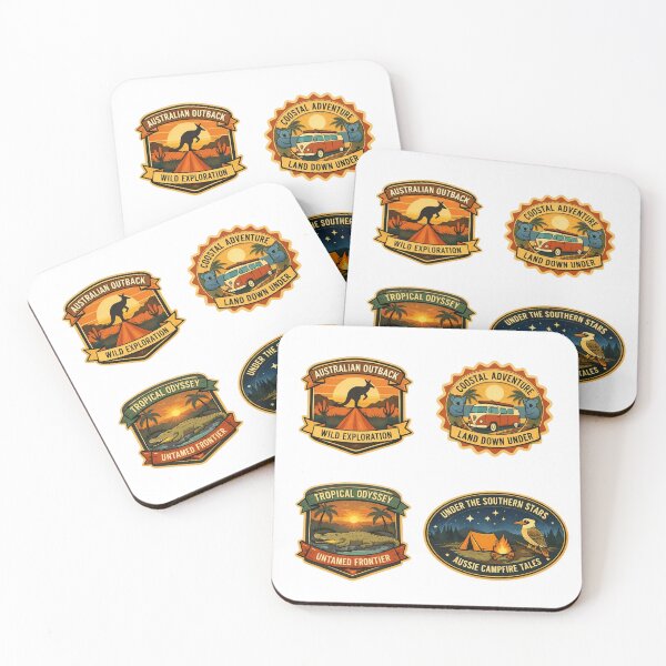 Item preview, Australian Adventure Vintage Travel Badge Sticker Set designed and sold by SasquatchTrail.