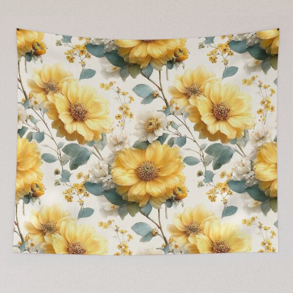 Item preview, Golden Saffron Meadow Watercolor Pattern designed and sold by Nine Lives Studio.